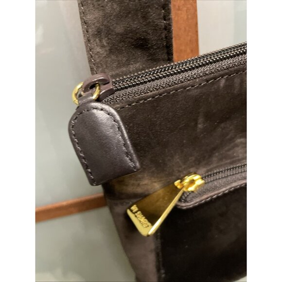 Sharif Vintage Dark Brown Leather Suede & Pony Hair Crossbody Shoulder Bag Purse - Picture 5 of 8